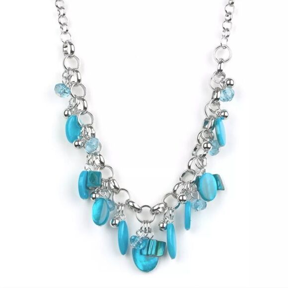 Paparazzi I Want To Sea The World Necklace and Earrings Set Womens Jewelry Blue - Picture 2 of 6